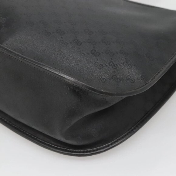 GUCCI Micro GG Supreme Shoulder Bag PVC Black Gold Auth MX332 - Picture 5 of 16